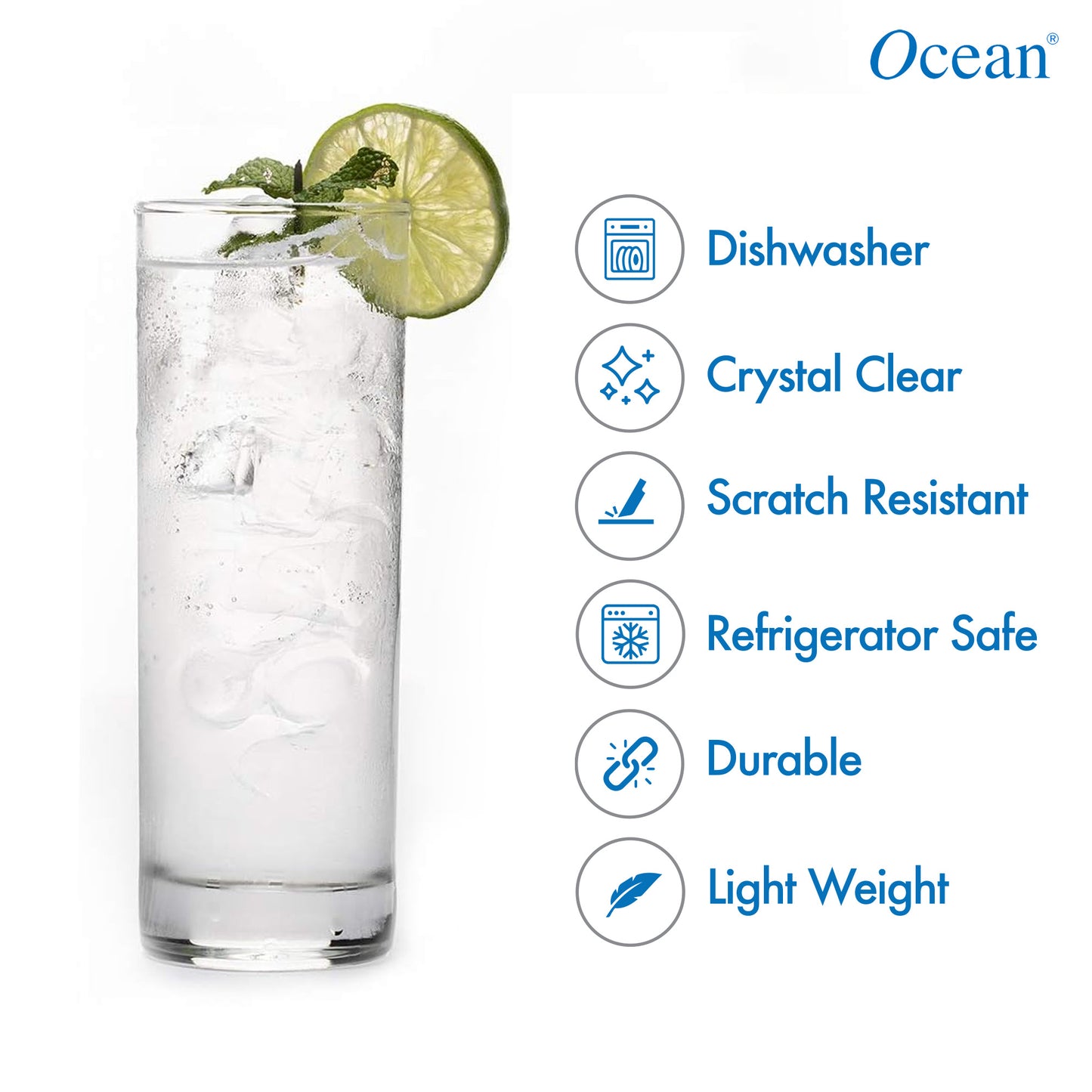 Ocean New York Glass Set (320ml, Transparent) - Set of 6