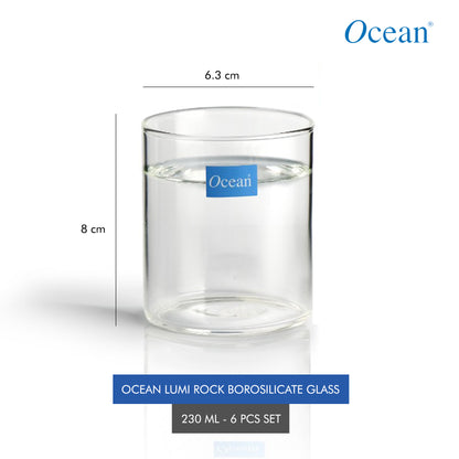 Ocean LUMI ROCK Borosilicate Glass,230ml-Set of 6