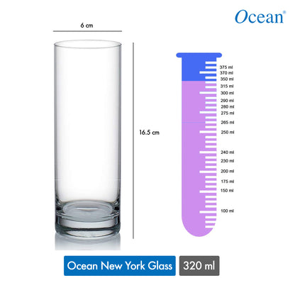 Ocean New York Glass Set (320ml, Transparent) - Set of 6