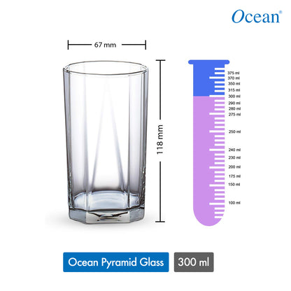 Ocean Pyramid Glass, 300ml-Set of 6