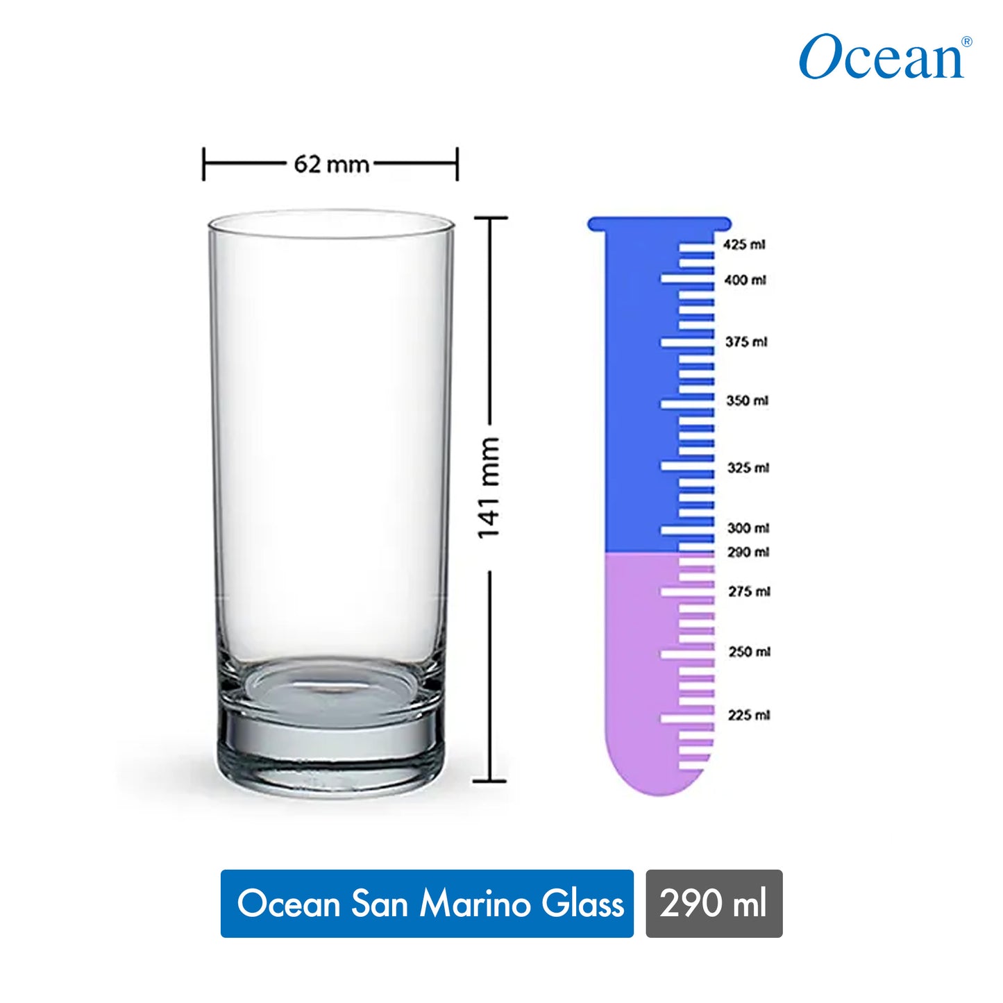 Ocean San Marino Water Glass, 290ml