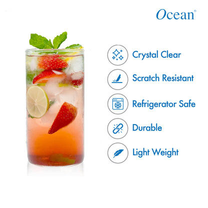 Ocean Long Drink Borosilicate Glass,330ml-Set of 6