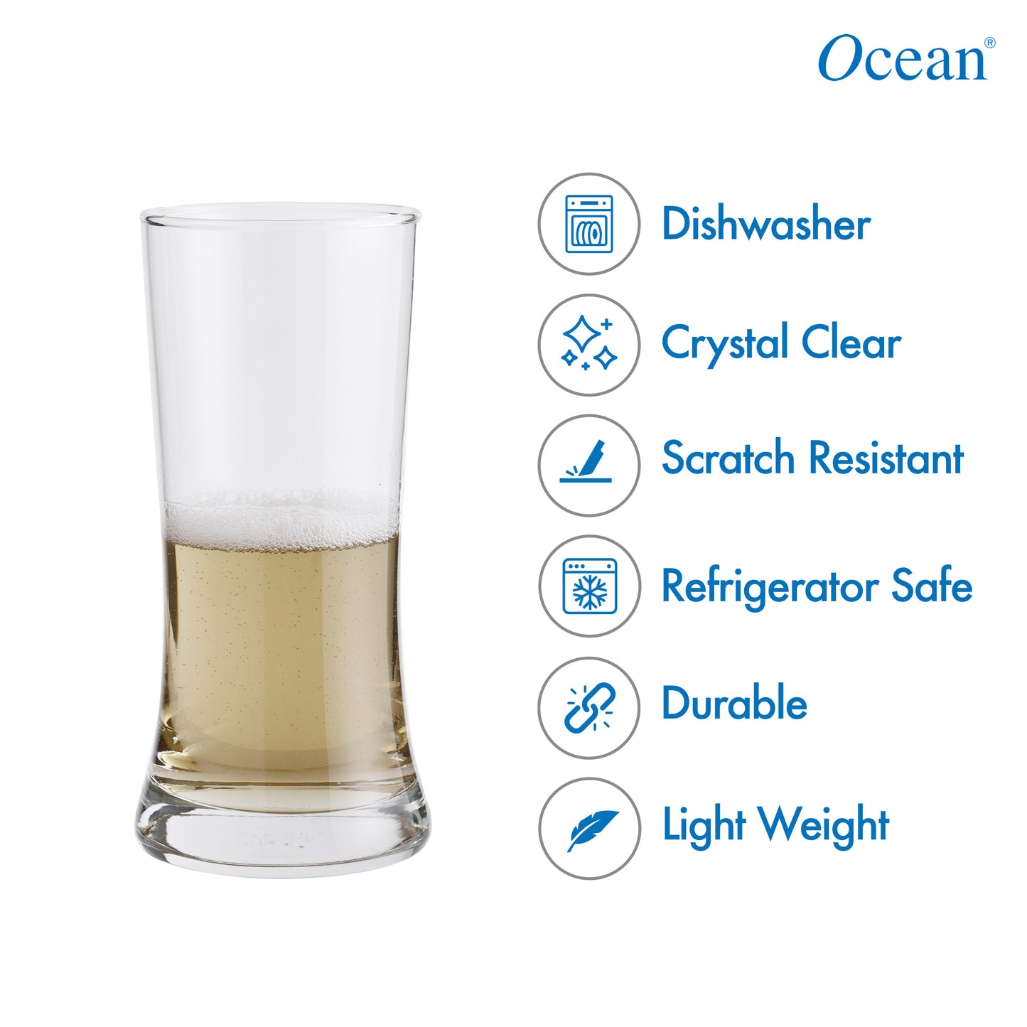 Ocean Tango Rock Glass Set, 425ml, Set of 6