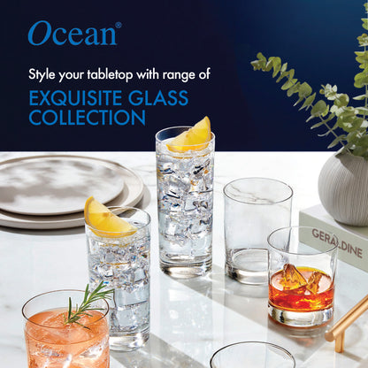 Ocean Aloha Glass Set, 360ml, Set of 6, Transparent