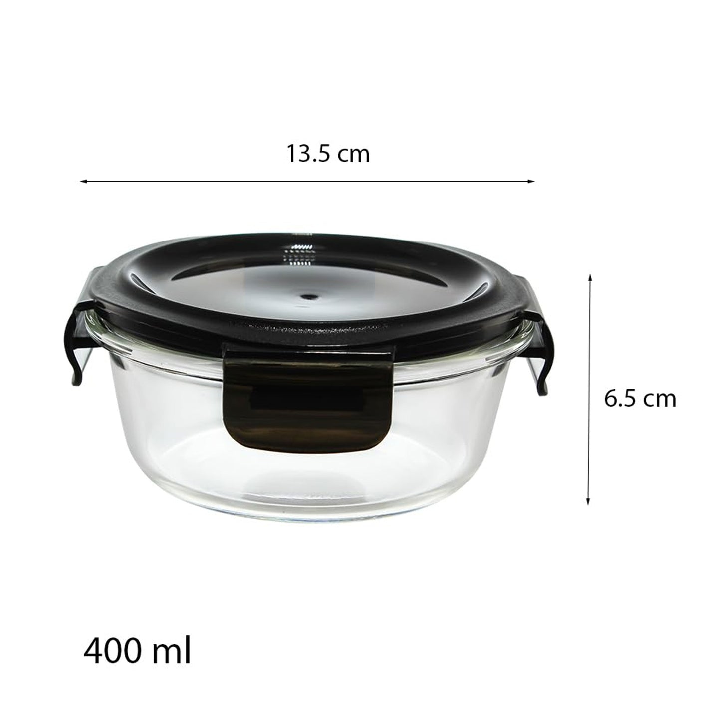 IVEO Borosilicate Glass Container Tiffin, Dine Fresh | Microwave Food Container | Lunch Box | for Carrying and Storing Food | Air Tight | Leak Proof Food Storage | 400 ml, Round, 3 Pc