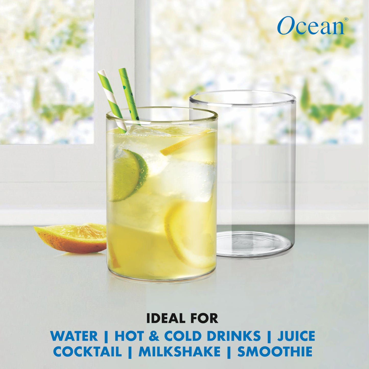 Ocean High Ball Borosilicate Glass,300ml-Set of 6