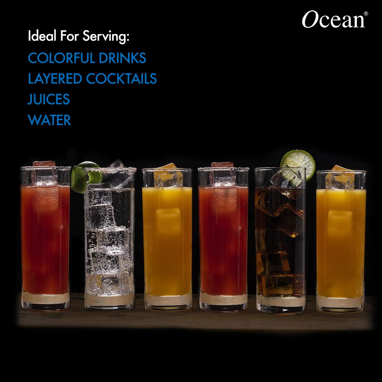 Ocean New York Glass Set (320ml, Transparent) - Set of 6