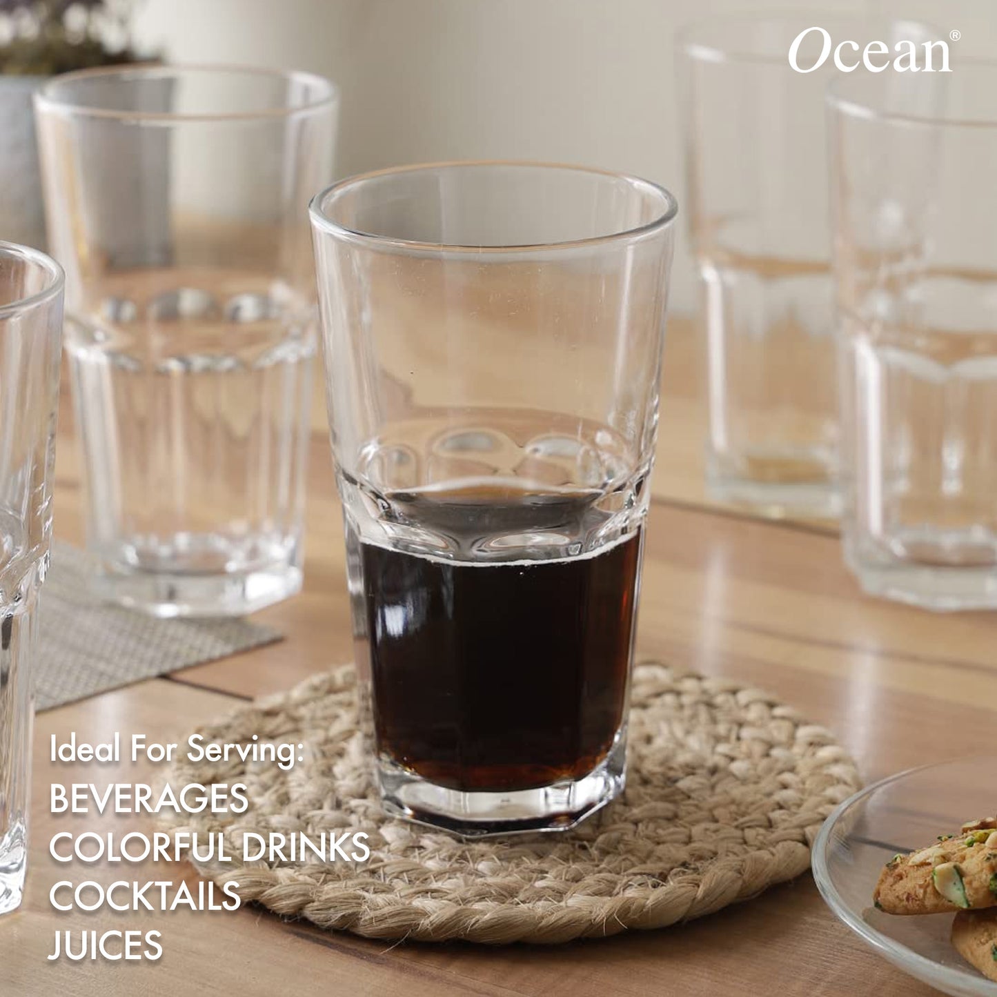 Ocean Centra Long Drink Glass, 420ml-Set of 6