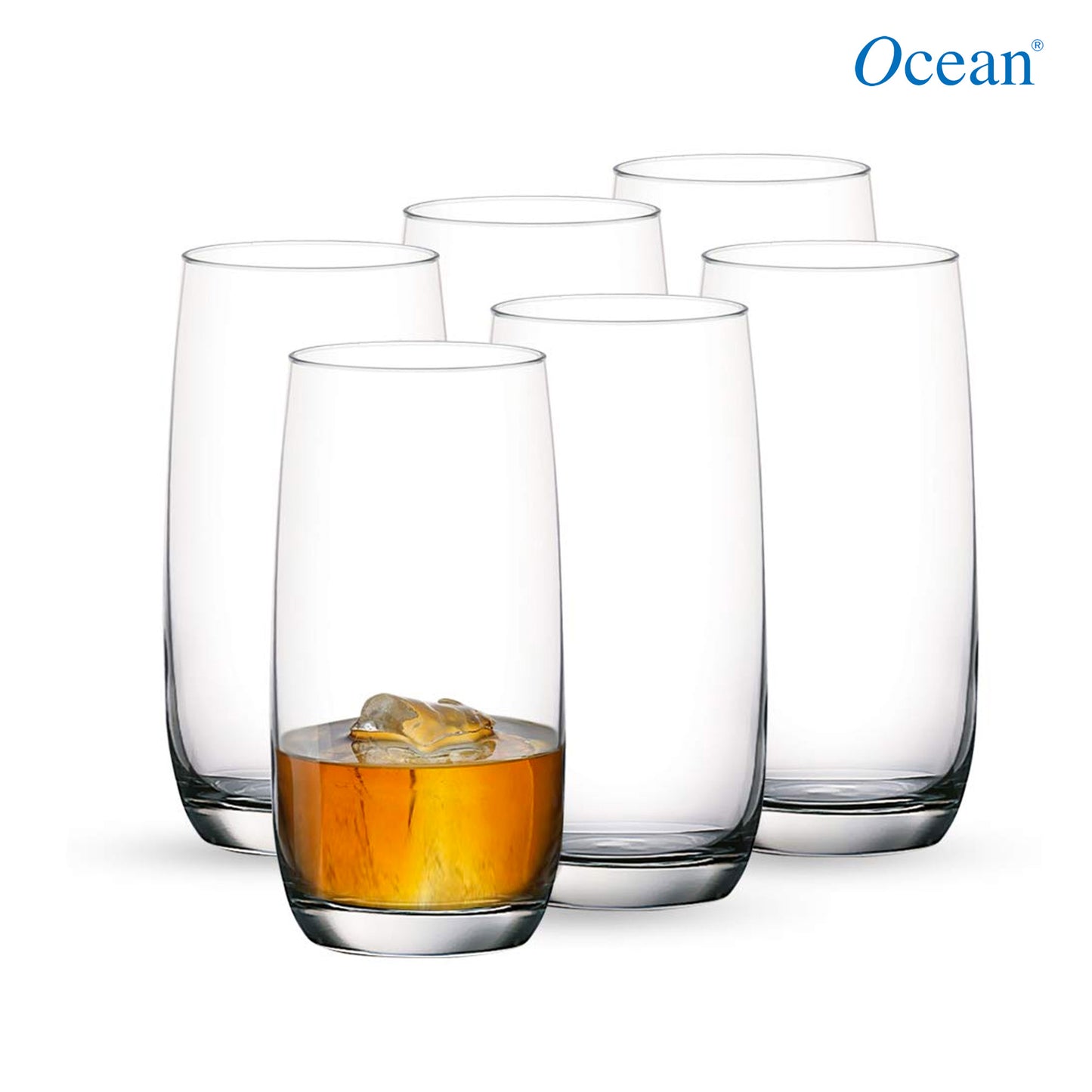 Ocean Ivory Hi Ball Glass  (370 ml, Glass, Clear) - Set of 6