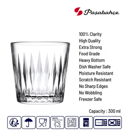 Pasabahce Luzia Glass Whiskey Glass Set 300 ml (Set of 6)