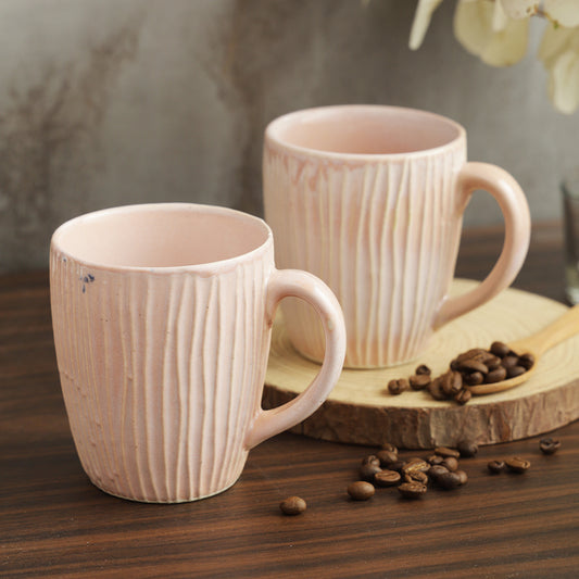 Bhumija Earth Collection By Azure Ceramic Mugs to Gift to Best Friend Tea Coffee Milk Mugs/ Cups, 300 ml capacity- Pink