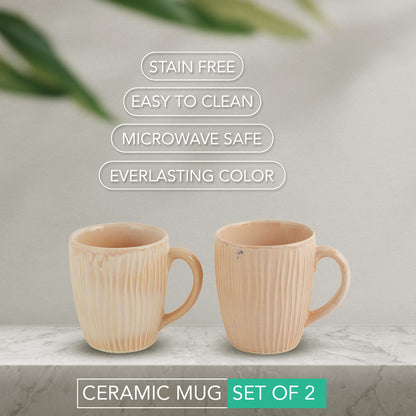 Bhumija Earth Collection By Azure Ceramic Mugs to Gift to Best Friend Tea Coffee Milk Mugs/ Cups, 300 ml capacity- Pink