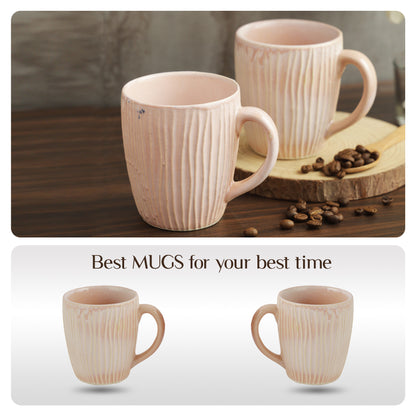 Bhumija Earth Collection By Azure Ceramic Mugs to Gift to Best Friend Tea Coffee Milk Mugs/ Cups, 300 ml capacity- Pink