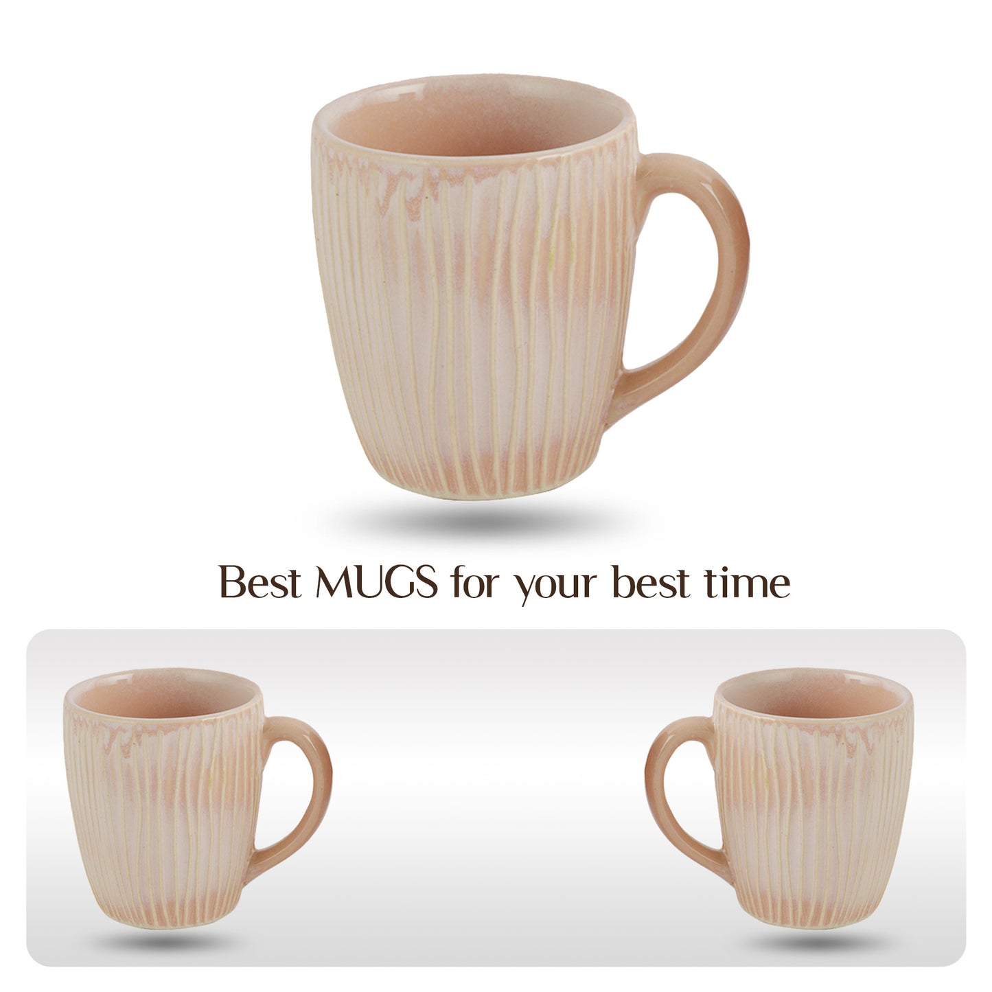 Bhumija Earth Collection By Azure Ceramic Mugs to Gift to Best Friend Tea Coffee Milk Mugs/ Cups, 300 ml capacity- Pink