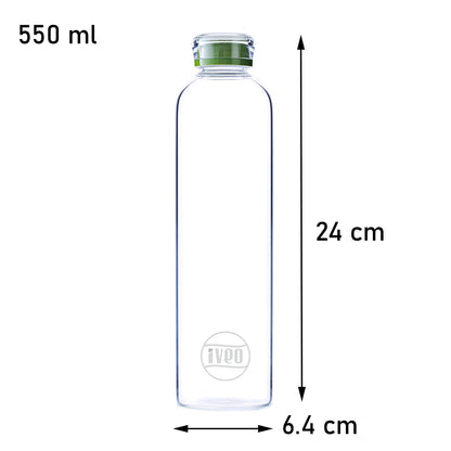 IVEO Aqua Glide 550ml Round Borosilicate Glass Bottle