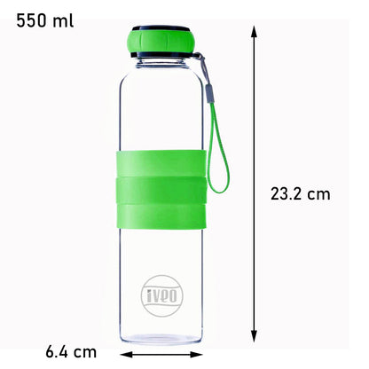 Iveo Aqua Grip 550ml round glass bottle with silicon sleeve