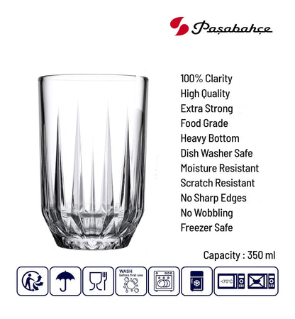 Pasabahce Echo Glass Water Glass Set 350 ml  (Set of 6)