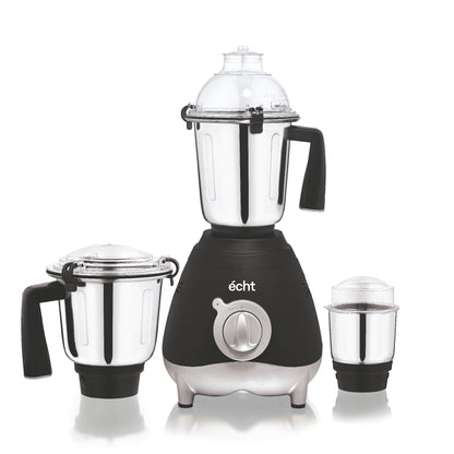 Echt GL 10S Mixer Grinder 1000 Watt, 3 Stainless Steel Jars, Wet Jar (1500 ml), Multipurpose Jar (1000 ml) and Chutney Jar (300ml); with 3 Speed Control, with 2 years warranty, Black