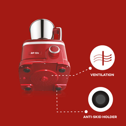 Echt RP 10s Mixer Grinder 1000 Watt,4 Stainless Steel Jars,Wet Jar (1500 ml), Multipurpose Jar (1000 ml), Chutney Jar (300 ml) and Chopper Jar (500ml);3 Speed Control, with 2 years warranty, Red