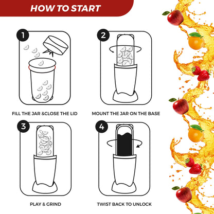 NUTRI BLENDER Grinder by Echt, NB4s 450 Watt,2 Multi purpose Jars for juices, smoothies, shakes, chutneys and dry masala; The Long Jar (500ml) & the Short Jar (300ml) 2 years warranty, Red Splatter