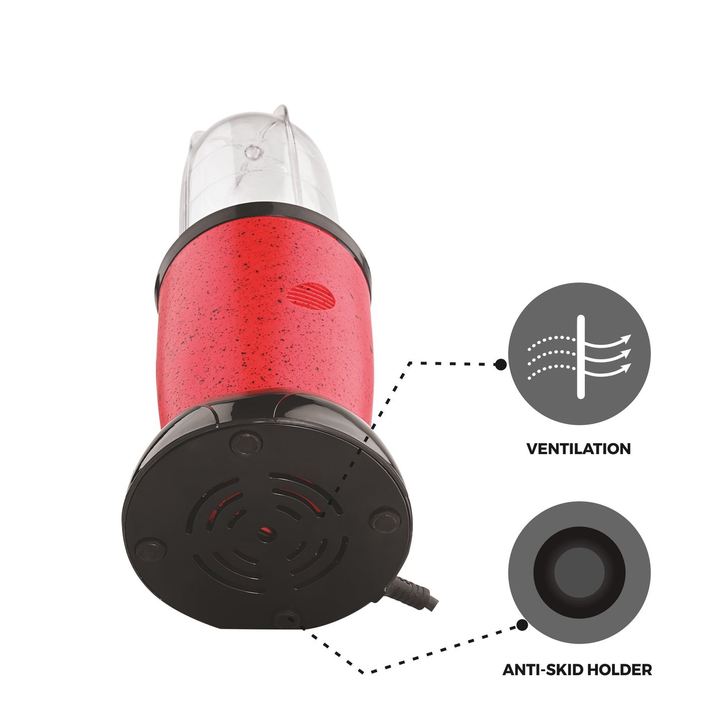 NUTRI BLENDER Grinder by Echt, NB4s 450 Watt,2 Multi purpose Jars for juices, smoothies, shakes, chutneys and dry masala; The Long Jar (500ml) & the Short Jar (300ml) 2 years warranty, Red Splatter