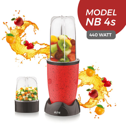 NUTRI BLENDER Grinder by Echt, NB4s 450 Watt,2 Multi purpose Jars for juices, smoothies, shakes, chutneys and dry masala; The Long Jar (500ml) & the Short Jar (300ml) 2 years warranty, Red Splatter