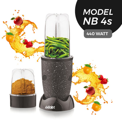 NUTRI BLENDER Grinder by Echt, NB4s 450 Watt,2 Multi purpose Jars for juices, smoothies, shakes, chutneys and dry masala; The Long Jar (500ml) & the Short Jar (300ml) 2 years warranty, Black Splatter