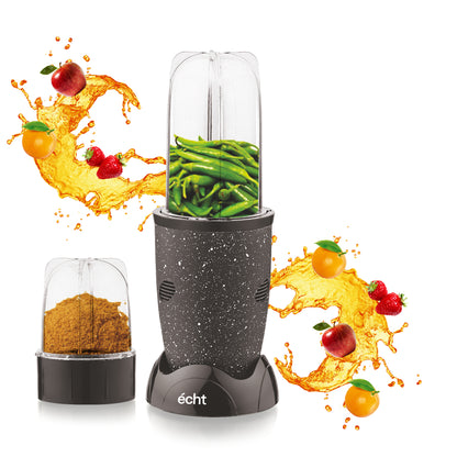 NUTRI BLENDER Grinder by Echt, NB4s 450 Watt,2 Multi purpose Jars for juices, smoothies, shakes, chutneys and dry masala; The Long Jar (500ml) & the Short Jar (300ml) 2 years warranty, Black Splatter