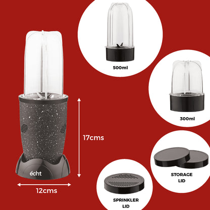 NUTRI BLENDER Grinder by Echt, NB4s 450 Watt,2 Multi purpose Jars for juices, smoothies, shakes, chutneys and dry masala; The Long Jar (500ml) & the Short Jar (300ml) 2 years warranty, Black Splatter
