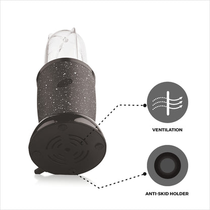 NUTRI BLENDER Grinder by Echt, NB4s 450 Watt,2 Multi purpose Jars for juices, smoothies, shakes, chutneys and dry masala; The Long Jar (500ml) & the Short Jar (300ml) 2 years warranty, Black Splatter