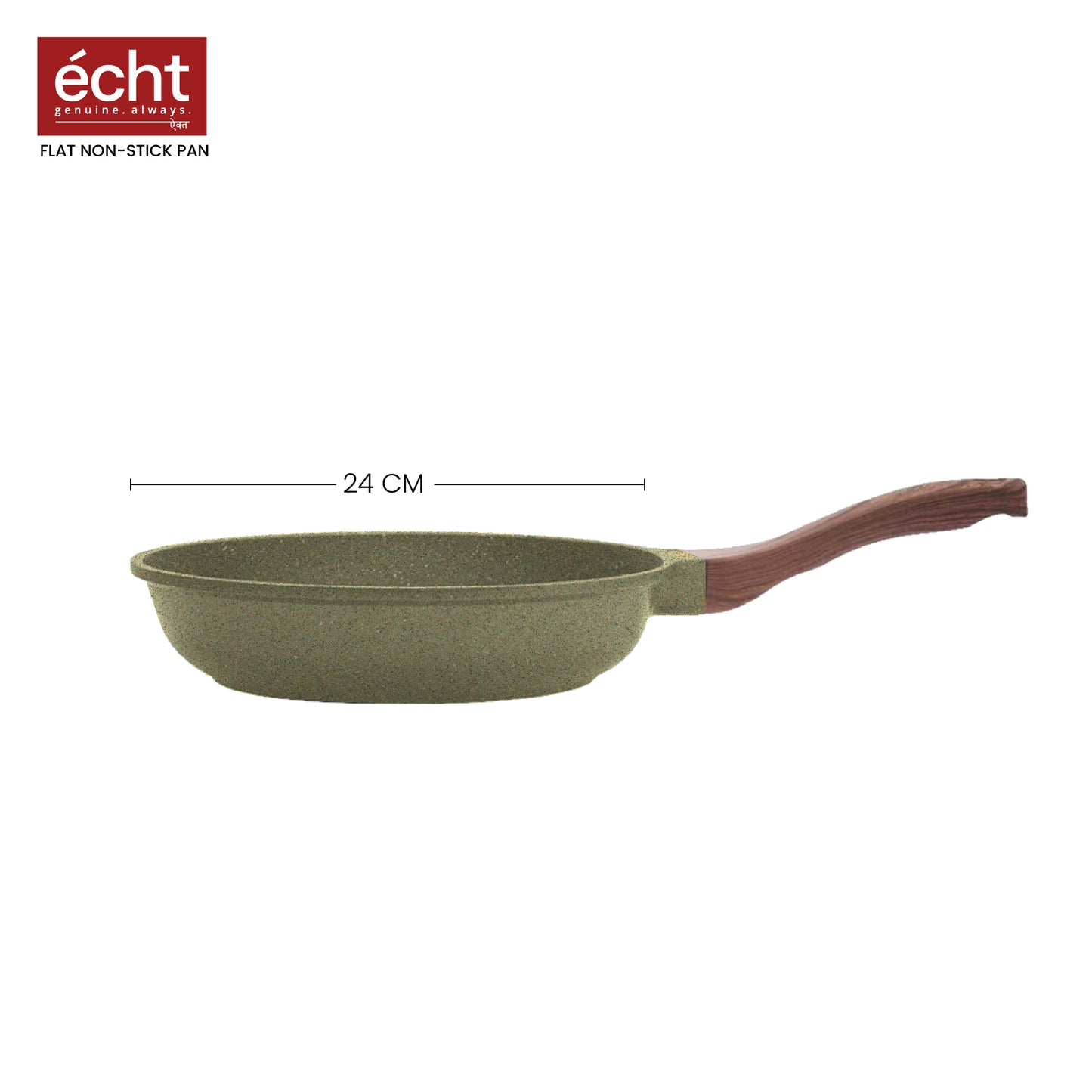 Echt Die Cast Aluminum Non Stick Frying Pan(24 cm), Granite Finish,Wooden Finish Soft Touch Handle, idle to sauté vegies and Fry Omelette, PFOA Free, Tapper Fry Pan with 1 Year Warranty(Green)