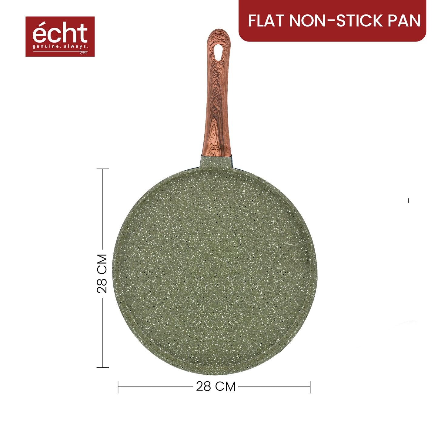 ECHT Die Cast Aluminium Non Stick Combo Set of 2 (20 cm Frying Pan and 28cm Dosa Tawa), Granite Finish, Soft Touch Handle, Idle for sauté,Frying,dosa and rotis vegies and Omelettes,Green