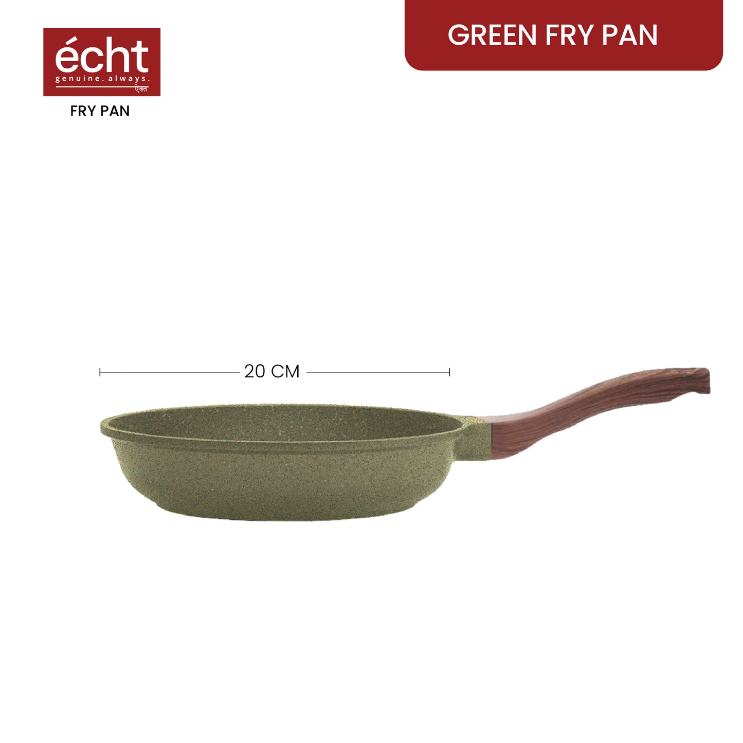 ECHT Die Cast Aluminium Non Stick Combo Set of 2 (20 cm Frying Pan and 28cm Dosa Tawa), Granite Finish, Soft Touch Handle, Idle for sauté,Frying,dosa and rotis vegies and Omelettes,Green