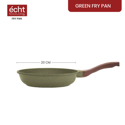 ECHT Die Cast Aluminium Non Stick Combo Set of 2 (20 cm Frying Pan and 28cm Dosa Tawa), Granite Finish, Soft Touch Handle, Idle for sauté,Frying,dosa and rotis vegies and Omelettes,Green