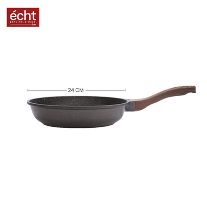 Echt Die cast Aluminium Non Stick Combo Set of 2 (24 cm Frying Pan and 28cm Dosa Tawa), Granite Finish, Soft Touch Handle, idle for sauté,Frying,dosa and rotis vegies and Omelettes, Green & Grey