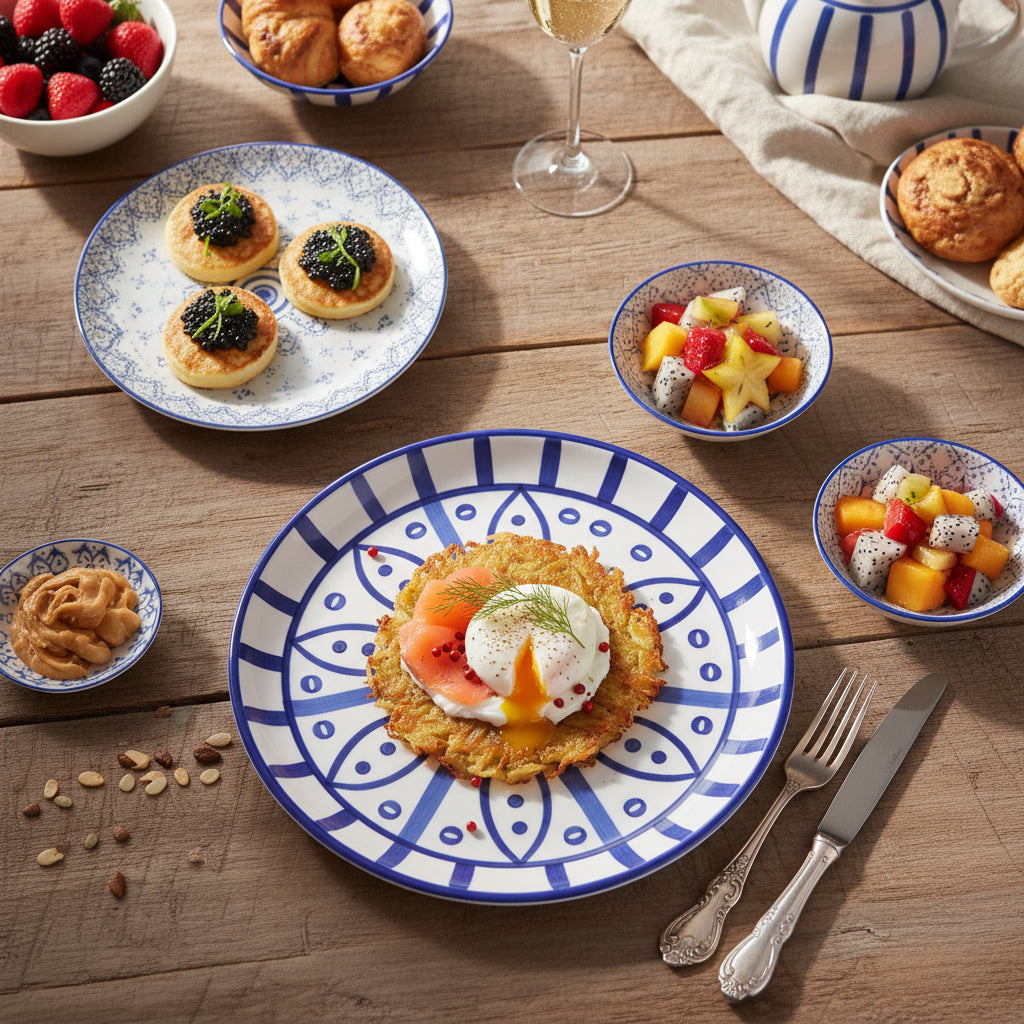 Table & Tale Luxury Porcelain Dinner Plates | Heritage Blue