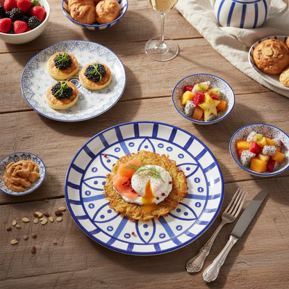 Table & Tale Luxury Porcelain Dinner Plates | Heritage Blue
