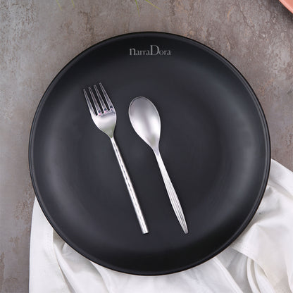 Narradora Sango Coupe Shape Dinner Plate | Premium Crockery Perfect for Gifiting | Lead & Cadmium Free, Mircowave & Dishwasher Safe | Stoneware | Matt Finish | Black