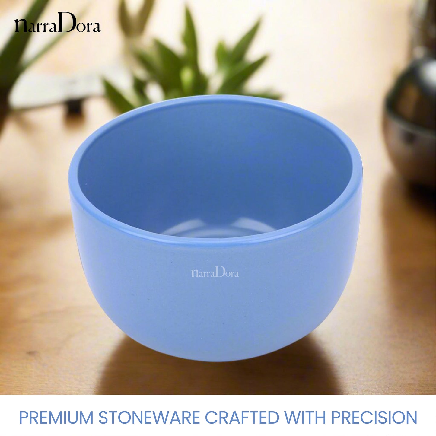 Narradora Zoro Stoneware Set | 1 Pc Straight Bowl | | Premium Crockery Perfect for Gifiting | Lead & Cadmium Free, Mircowave & Dishwasher Safe | Stoneware | Matt Finish | Blue