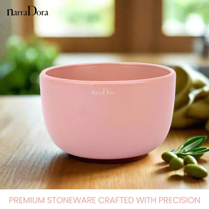 Narradora Zoro Stoneware Set | 1 Pc Straight Bowl | | Premium Crockery Perfect for Gifiting | Lead & Cadmium Free, Mircowave & Dishwasher Safe | Stoneware | Matt Finish | Pink