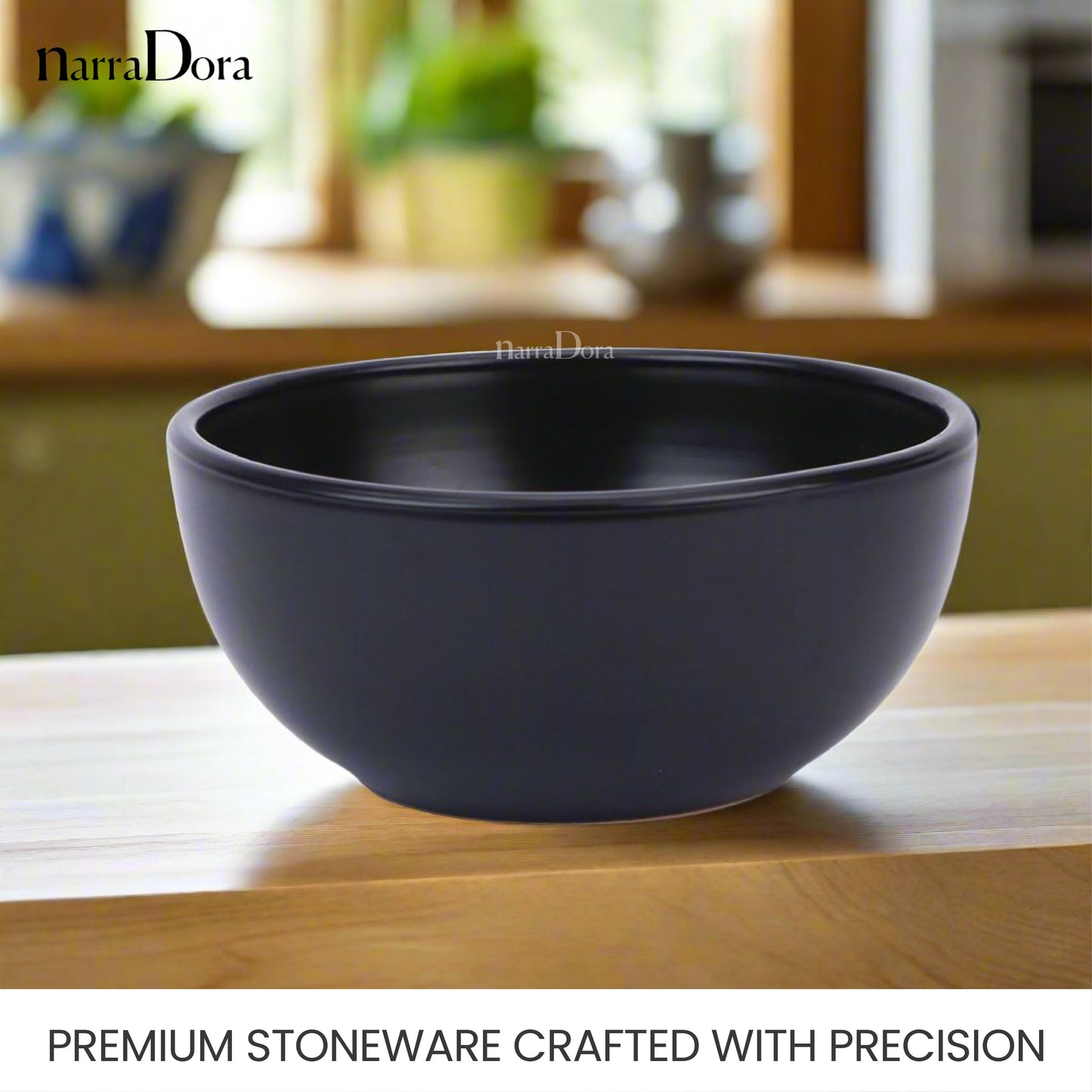 Narradora Sango Coupe Stoneware Set | 1 Pc Veg Bowl | | Premium Crockery Perfect for Gifiting | Lead & Cadmium Free, Mircowave & Dishwasher Safe | Stoneware | Matt Finish | Black