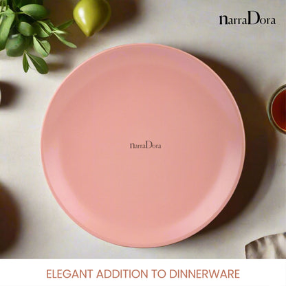 Narradora Sango Coupe Shape Dinner Plate | Premium Crockery Perfect for Gifiting | Lead & Cadmium Free, Mircowave & Dishwasher Safe | Stoneware | Matt Finish | Pink