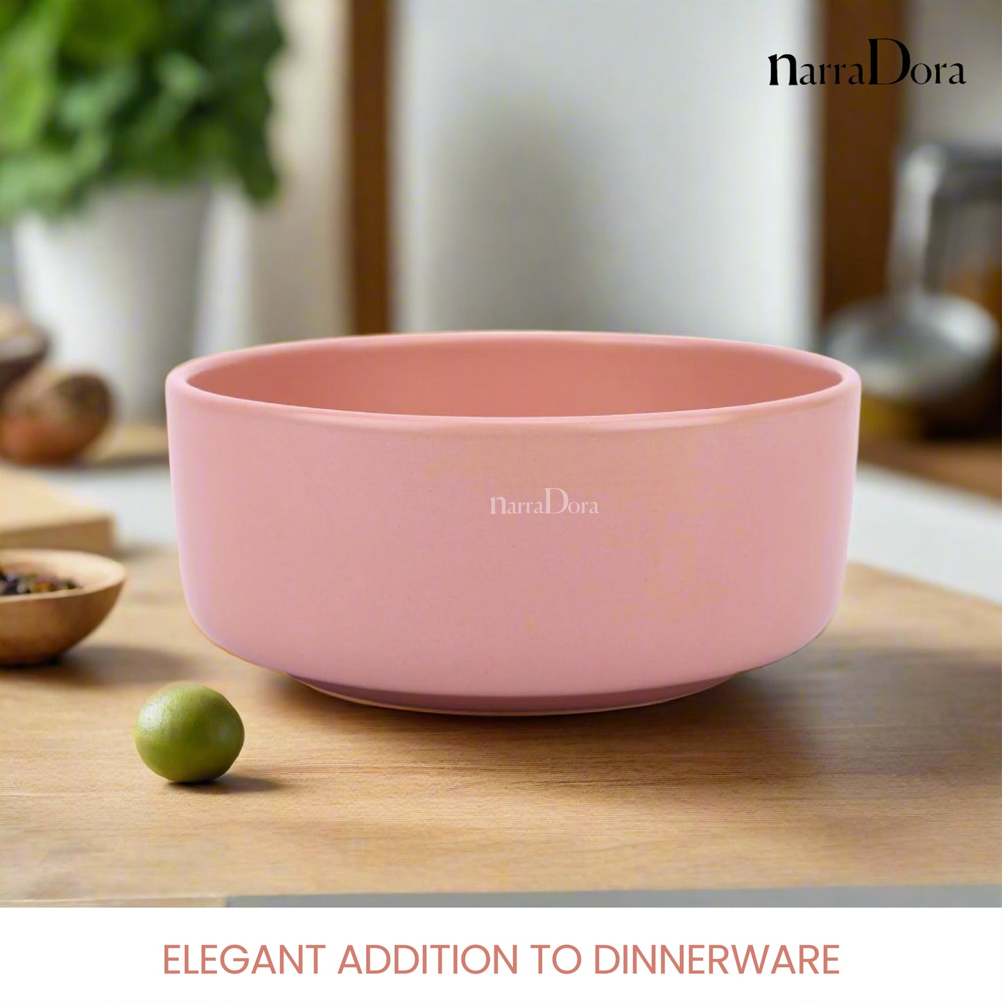 Narradora Zoro Stoneware Set | 1 Pc Serving Bowl | | Premium Crockery Perfect for Gifiting | Lead & Cadmium Free, Mircowave & Dishwasher Safe | Stoneware | Matt Finish | Pink