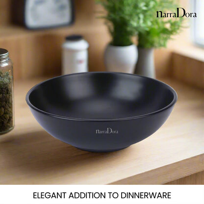 Narradora Sango Coupe Stoneware Set | 1 Pc Serving Bowl | | Premium Crockery Perfect for Gifiting | Lead & Cadmium Free, Mircowave & Dishwasher Safe | Stoneware | Matt Finish | Black