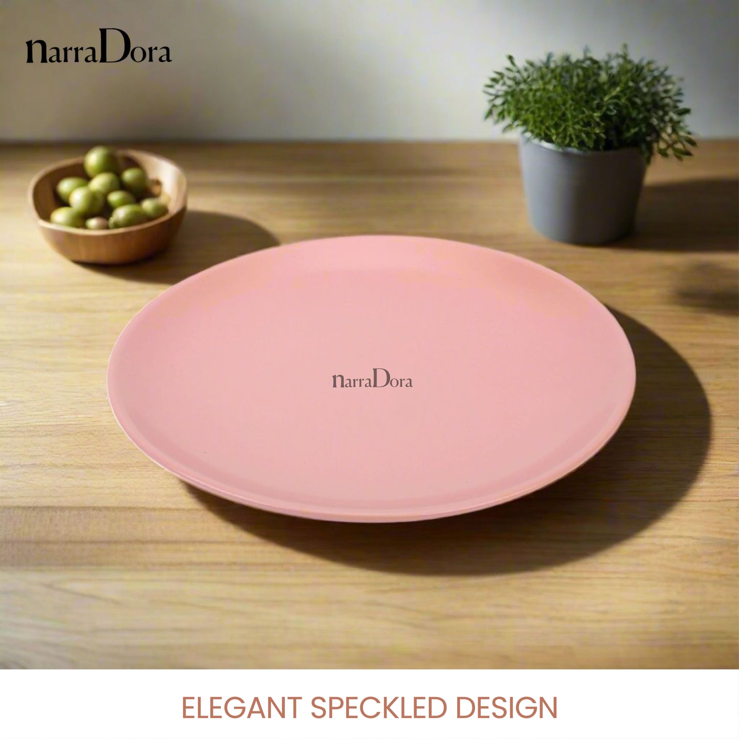 Narradora Sango Coupe Shape Dinner Plate | Premium Crockery Perfect for Gifiting | Lead & Cadmium Free, Mircowave & Dishwasher Safe | Stoneware | Matt Finish | Pink