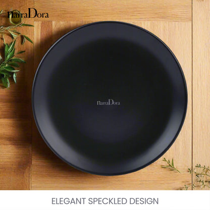 Narradora Sango Coupe Shape Dinner Plate | Premium Crockery Perfect for Gifiting | Lead & Cadmium Free, Mircowave & Dishwasher Safe | Stoneware | Matt Finish | Black