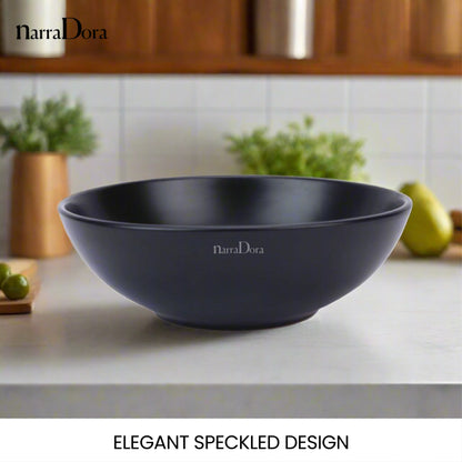 Narradora Sango Coupe Stoneware Set | 1 Pc Serving Bowl | | Premium Crockery Perfect for Gifiting | Lead & Cadmium Free, Mircowave & Dishwasher Safe | Stoneware | Matt Finish | Black