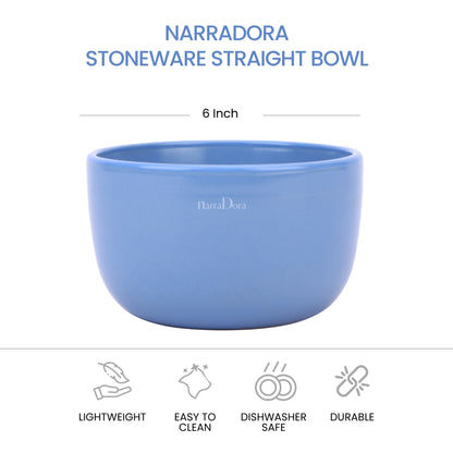 Narradora Zoro Stoneware Set | 1 Pc Straight Bowl | | Premium Crockery Perfect for Gifiting | Lead & Cadmium Free, Mircowave & Dishwasher Safe | Stoneware | Matt Finish | Blue