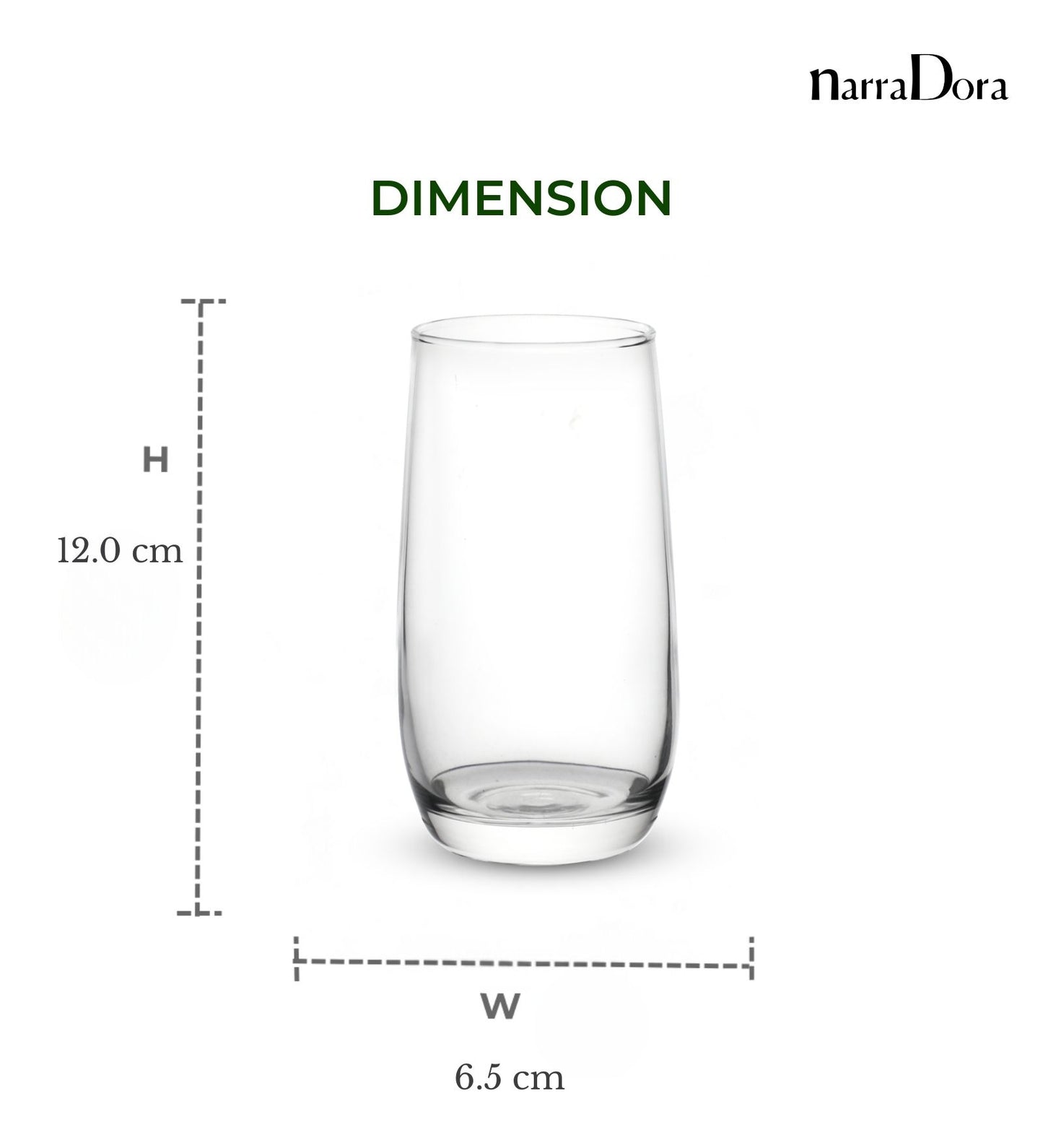 Narradora Long Drink Glass 360 ML - SET OF 6 PC
