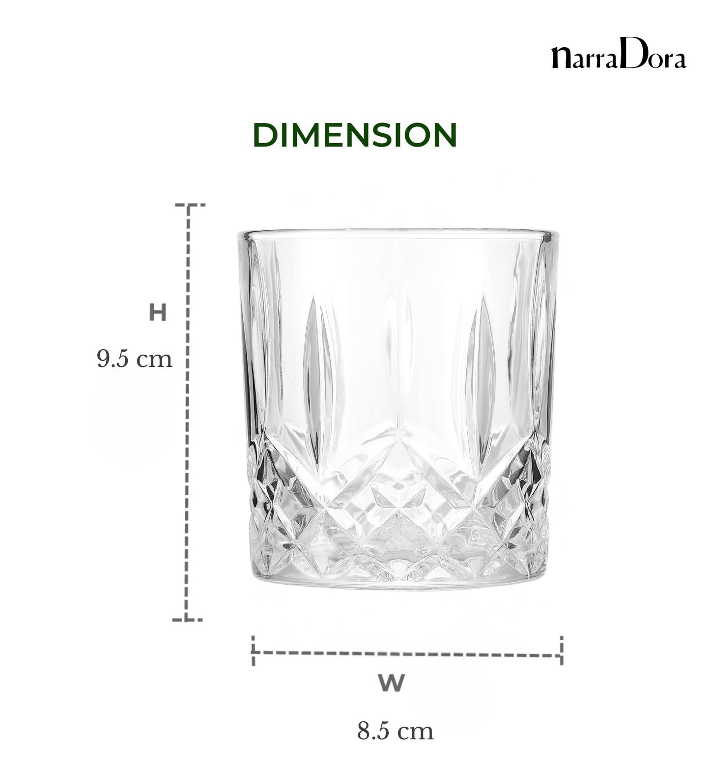 Narradora Whiskey Glass 330 ML - SET  OF 6 PCS